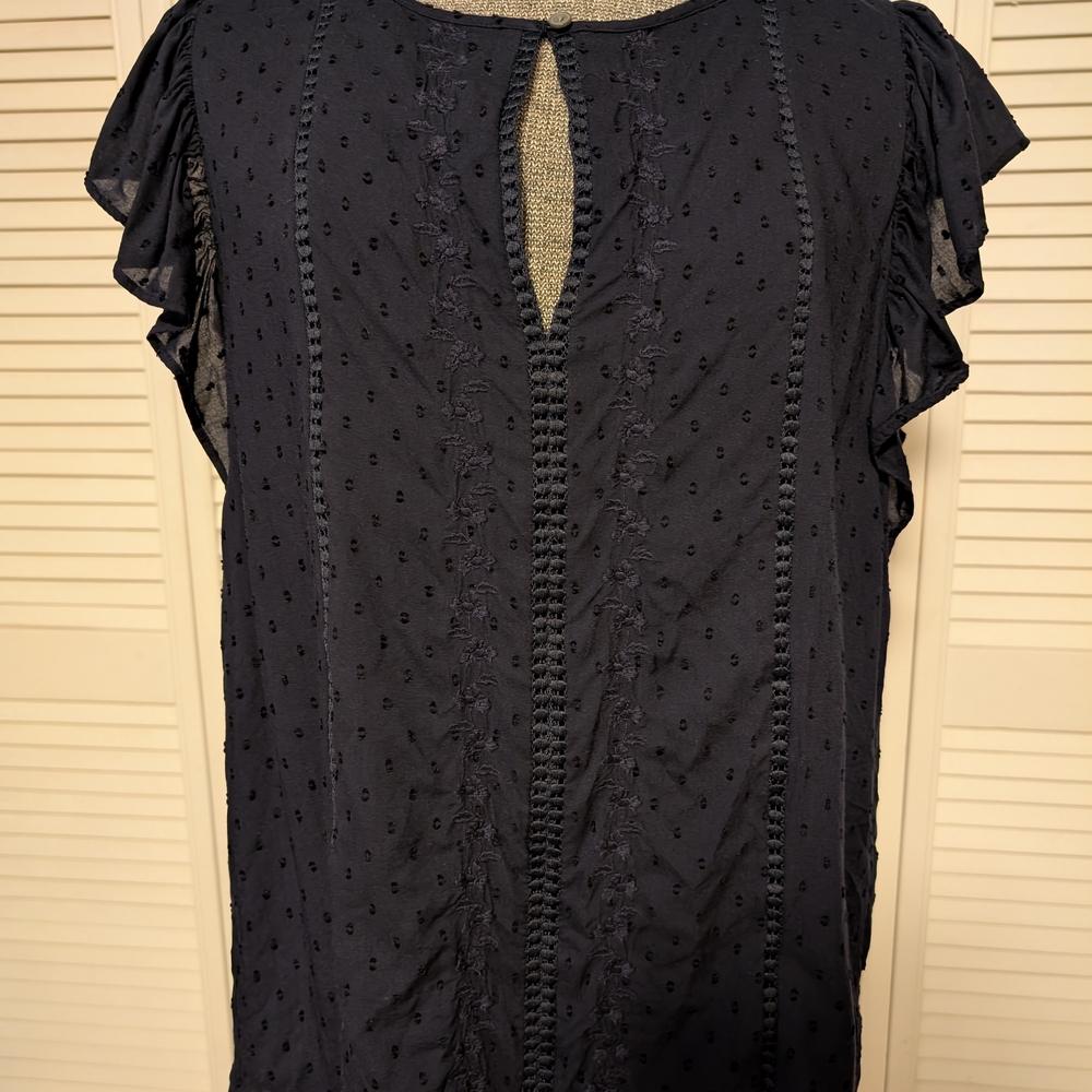 LOFT Navy Textured Blouse